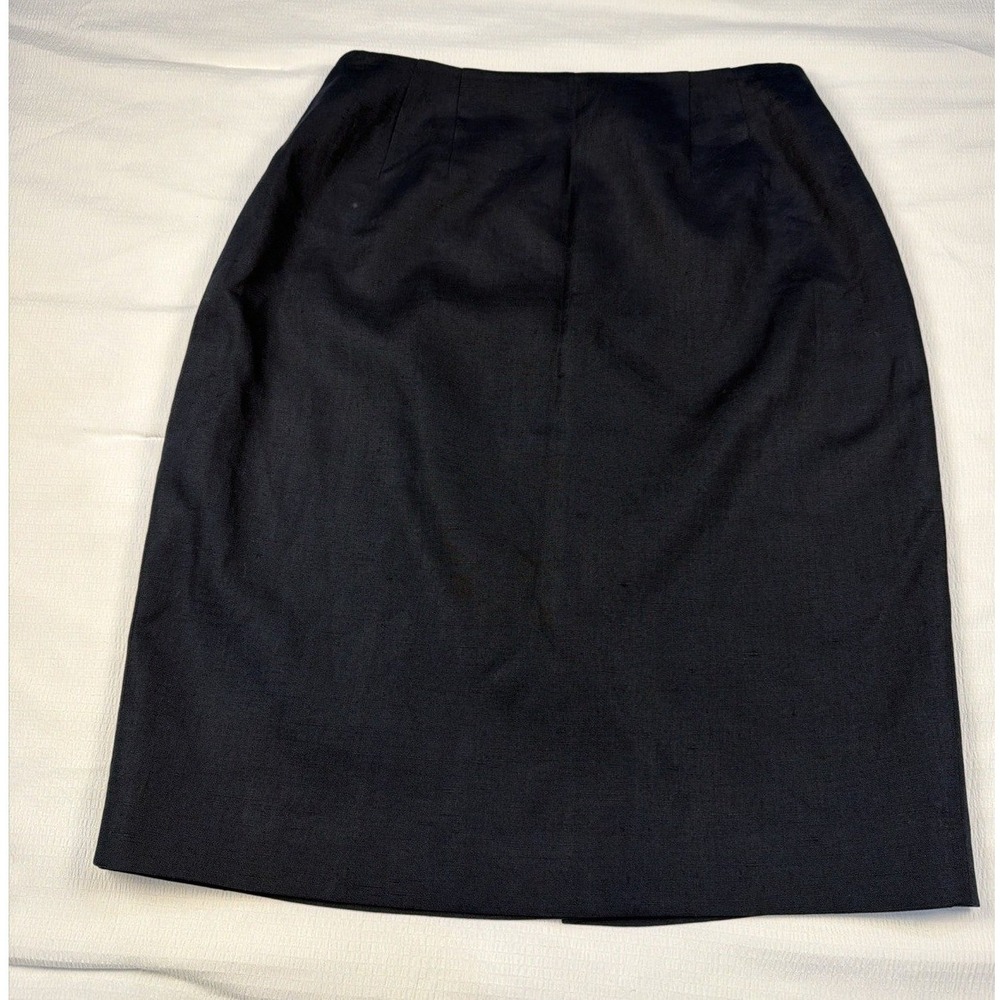 Vintage‎ 90's Valerie Stevens Navy Blue 100% linen Skirt sz 8 work business